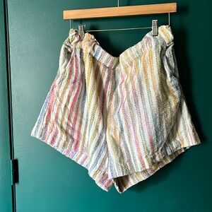 Lou & Grey by Ann Taylor Multi-Colored Elastic Waist  Embroidered Shorts Size XL